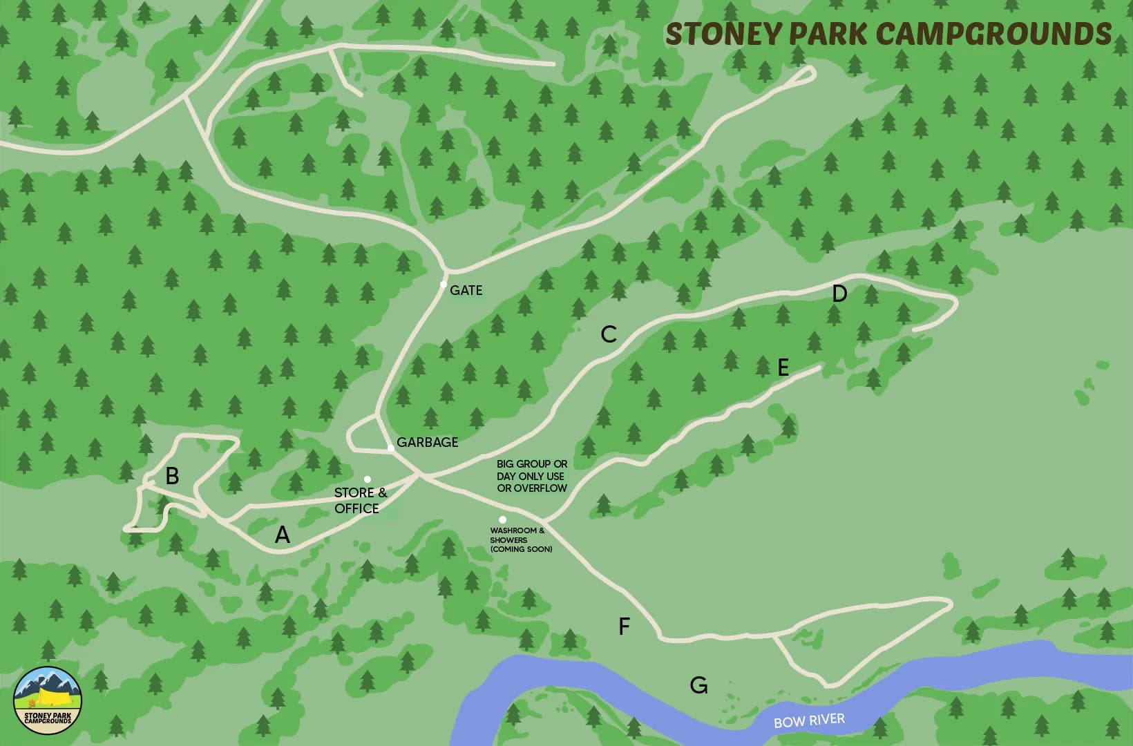 Layout of Stoney Park Campgrounds